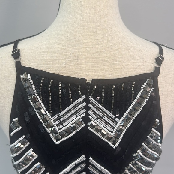 Boston Proper Black and Silver Beaded Dress. Sz 8 - Picture 4 of 9